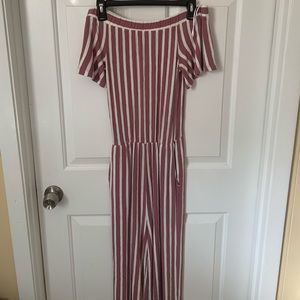 Pink striped jumpsuit
